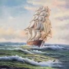 Simple modern Hand painted oil painting on canvas"Adventure sailboat"50x60CM(19.7"x23.6")Unframed-06