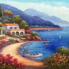 Hand painted oil painting on canvas"Sea view Villa"60x120CM(23.6"x47.2")Unframed-41