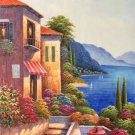 Hand painted oil painting on canvas"Sea view Villa"60x120CM(23.6"x47.2")Unframed-44