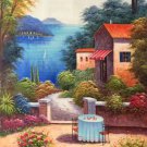 Hand painted oil painting on canvas"Sea view Villa"60x120CM(23.6"x47.2")Unframed-45
