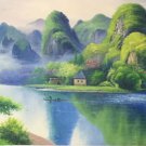 Hand painted oil painting on canvas"Mountain and water"70x180CM(27.6"x70.9")Unframed-58