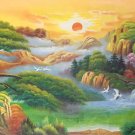 Hand painted oil painting on canvas"Mountain and water"70x180CM(27.6"x70.9")Unframed-59