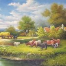 Hand painted oil painting on canvas"Mountain and water"70x180CM(27.6"x70.9")Unframed-60 Hand painted oil painting on canvas"Mountain and water"70x180CM(27.6"x70.9")Unframed-60