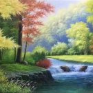 Hand painted oil painting on canvas"Mountain and water"70x180CM(27.6"x70.9")Unframed-62