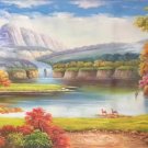 Hand painted oil painting on canvas"Mountain and water"70x180CM(27.6"x70.9")Unframed-64