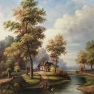 Hand painted oil painting on canvas"Image of the countryside"60x90CM(23.6"x35.4")Unframed-35