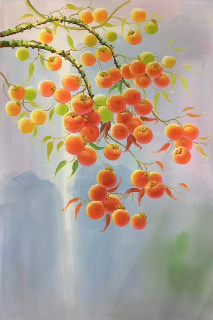 Hand painted oil painting on canvas"persimmon"60x90CM(23.6"x35.4")Unframed-20