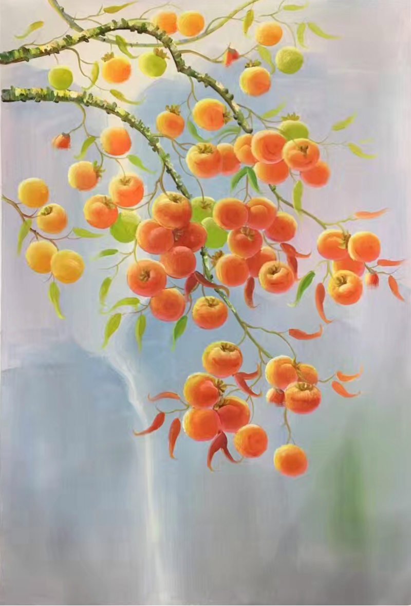Hand painted oil painting on canvas"persimmon"60x90CM(23.6"x35.4")Unframed-24