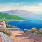 Hand painted oil painting on canvas"Sea view Villa"70x180CM(27.6"x70.9")Unframed-48