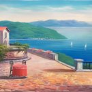 Hand painted oil painting on canvas"Sea view Villa"70x180CM(27.6"x70.9")Unframed-51