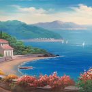 Hand painted oil painting on canvas"Sea view Villa"70x180CM(27.6"x70.9")Unframed-52