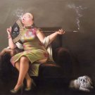 Simple modern Hand painted oil painting on canvas"Smoking woman"50x60CM(19.7"x23.6")Unframed-13