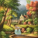Hand painted oil painting on canvas"Creek"60x90CM(23.6"x35.4")Unframed-76