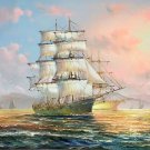 Simple modern Hand painted oil painting on canvas"Adventure sailboat"60x90CM(23.6"x35.4")Unframed-15