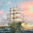 Simple modern Hand painted oil painting on canvas"Adventure sailboat"60x90CM(23.6"x35.4")Unframed-19