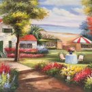 Mediterranean Hand painted oil painting on canvas"Sea view Villa"60x90CM(23.6"x35.4")Unframed-54