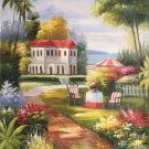 Mediterranean Hand painted oil painting on canvas"Sea view Villa"60x90CM(23.6"x35.4")Unframed-59