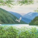 American style Hand painted oil painting on canvas"Creek"50x100CM(19.7"x39.4inch)Unframed-80