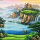 Hand painted oil painting on canvas"Mountains and rivers unlimited"70x180CM(27.6"x70.9")Unframed-84