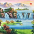 Hand painted oil painting on canvas"Mountains and rivers unlimited"70x180CM(27.6"x70.9")Unframed-85