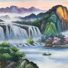 Hand painted oil painting on canvas"Mountains and rivers unlimited"70x180CM(27.6"x70.9")Unframed-87