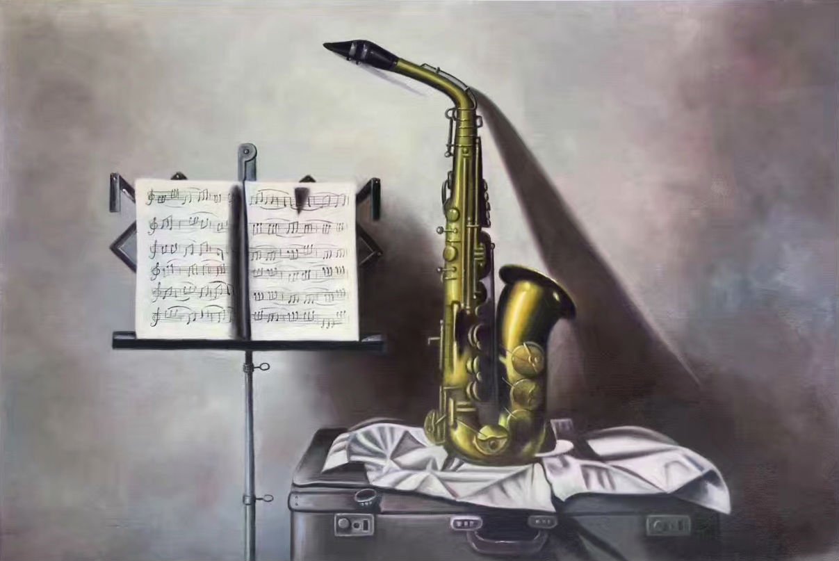 Simple modern Hand painted oil painting on canvas"Saxophone"60x90CM(23.6"x35.4")Unframed-02