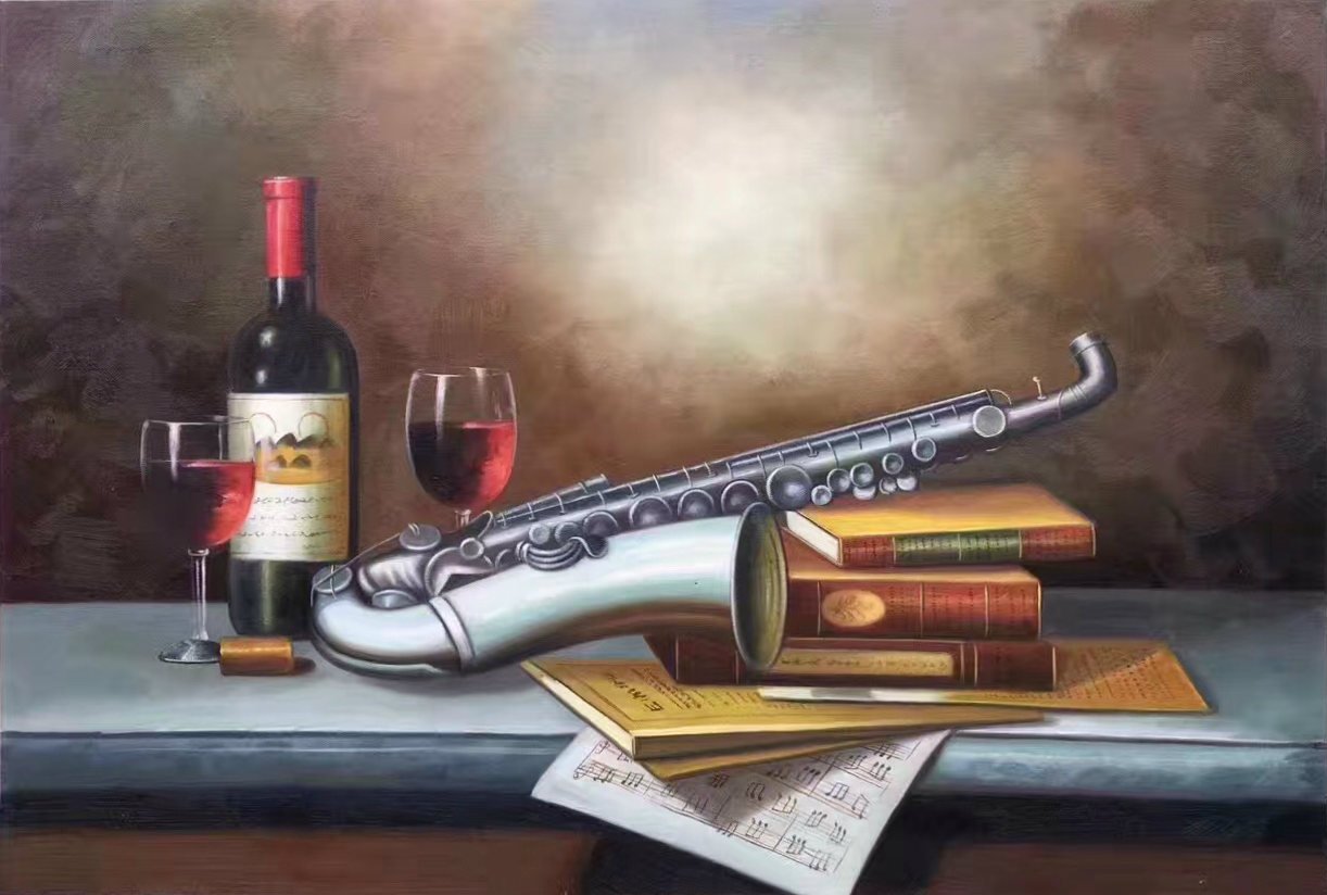 Simple modern Hand painted oil painting on canvas"Saxophone"60x90CM(23.