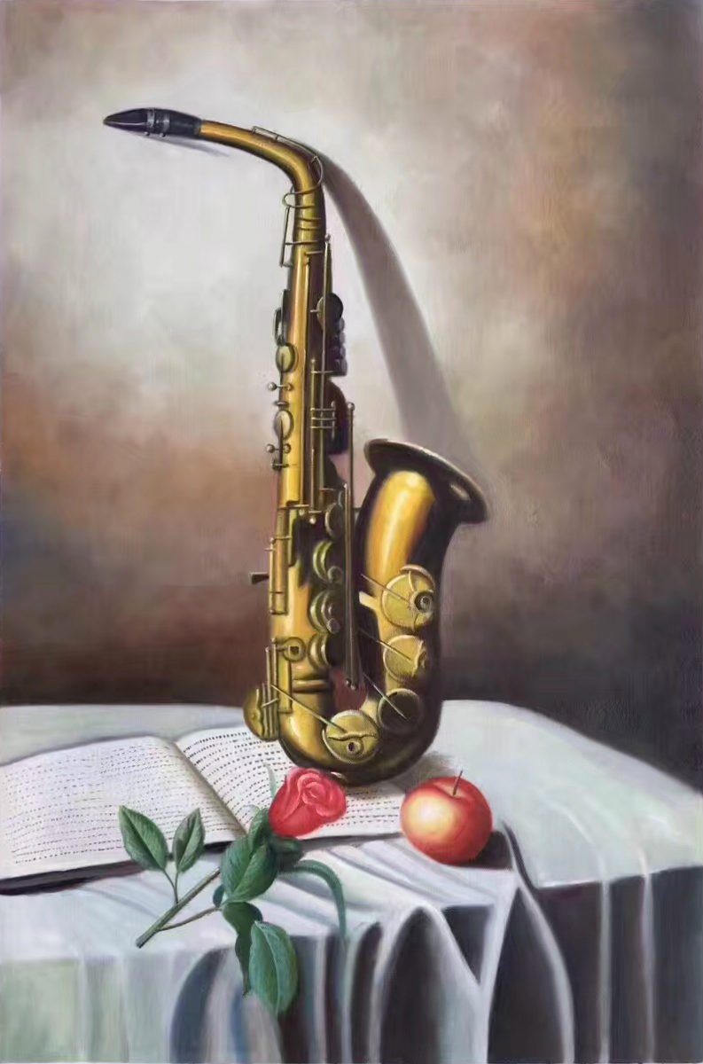 Simple modern Hand painted oil painting on canvas"Saxophone"60x90CM(23.