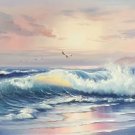 Simple modern Hand painted oil painting on canvas"Waves"60x120CM(23.6"x47.2")Unframed-02