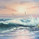 Simple modern Hand painted oil painting on canvas"Waves"60x120CM(23.6"x47.2")Unframed-05