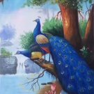Simple modern Hand painted oil painting on canvas"Gorgeous peacock"60x120CM(23.6"x47.2")Unframed-16