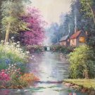 American style Hand painted oil painting on canvas"Private garden"60x120CM(23.6"x47.2")Unframed-15