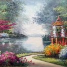 American style Hand painted oil painting on canvas"Private garden"60x120CM(23.6"x47.2")Unframed-16