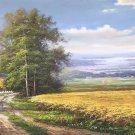 Hand painted oil painting on canvas"Image of the countryside"70x180CM(27.6"x70.9")Unframed-45