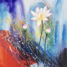 Chinese style Hand painted oil painting on canvas"lotus"50x60CM(19.7"x23.6")Unframed-43