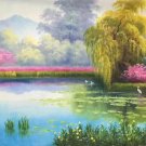 American style Hand painted oil painting on canvas"Creek"70x180CM(27.6"x70.9")Unframed-103