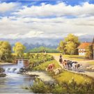 Hand painted oil painting on canvas"Image of the countryside"70x180CM(27.6"x70.9")Unframed-47