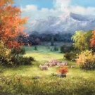 American style Hand painted oil painting on canvas"Sheep"70x180CM(27.6"x70.9")Unframed-08