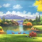 American style Hand painted oil painting on canvas"Creek"70x180CM(27.6"x70.9")Unframed-118 American style Hand painted oil painting on canvas"Creek"70x180CM(27.6"x70.9")Unframed-118