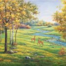 American style Hand painted oil painting on canvas"Creek"70x180CM(27.6"x70.9")Unframed-122