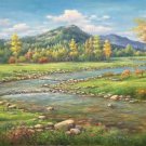 American style Hand painted oil painting on canvas"Creek"70x180CM(27.6"x70.9")Unframed-123