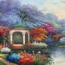 American style Hand painted oil painting on canvas"Private garden"60x120CM(23.6"x47.2")Unframed-17