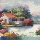 American style Hand painted oil painting on canvas"Private garden"60x120CM(23.6"x47.2")Unframed-27