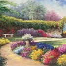 American style Hand painted oil painting on canvas"Private garden"60x120CM(23.6"x47.2")Unframed-31