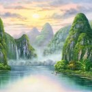 American style Hand painted oil painting on canvas"Creek"70x180CM(27.6"x70.9")Unframed-137 American style Hand painted oil painting on canvas"Creek"70x180CM(27.6"x70.9")Unframed-137