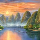 American style Hand painted oil painting on canvas"Creek"70x180CM(27.6"x70.9")Unframed-138
