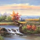 American style Hand painted oil painting on canvas"Creek"70x180CM(27.6"x70.9")Unframed-142 American style Hand painted oil painting on canvas"Creek"70x180CM(27.6"x70.9")Unframed-142