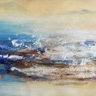 Simple modern Hand-painted oil painting on canvas"Cirrus"40x150cm(16'' X 60'')Unframe-07