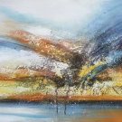 Simple modern Hand-painted oil painting on canvas"Cirrus"40x150cm(16'' X 60'')Unframe-08