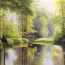 Hand painted oil painting on canvas"Creek"60x120CM(23.6"x47.2")Unframed-144
